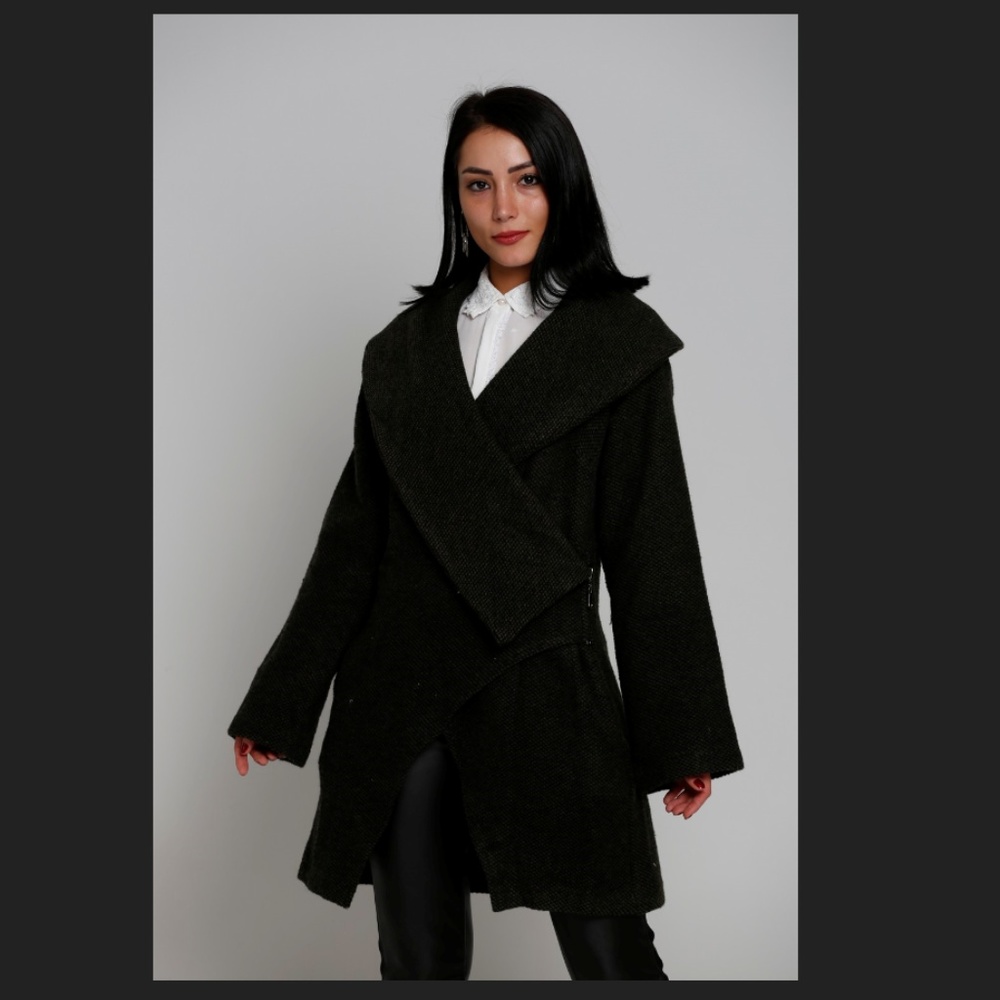 Explosion London tweed shawl collar wool coat - Picture 2 of 8